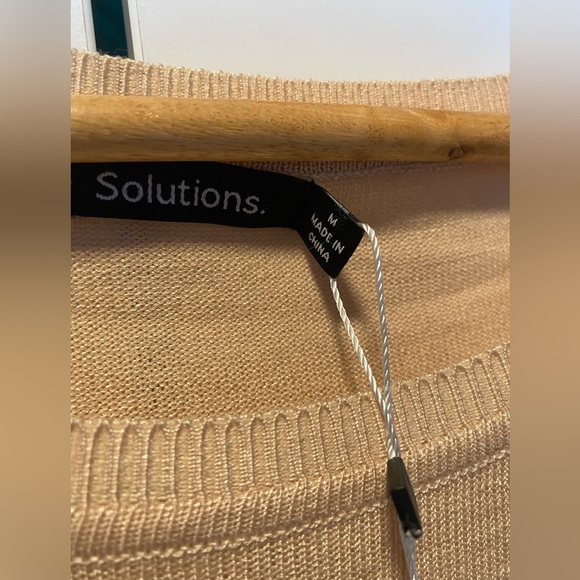 Rayon material Solutions Women's Rayon Ruffle Trim Beige Pullover Tunic Sweater - Picture 5 of 6